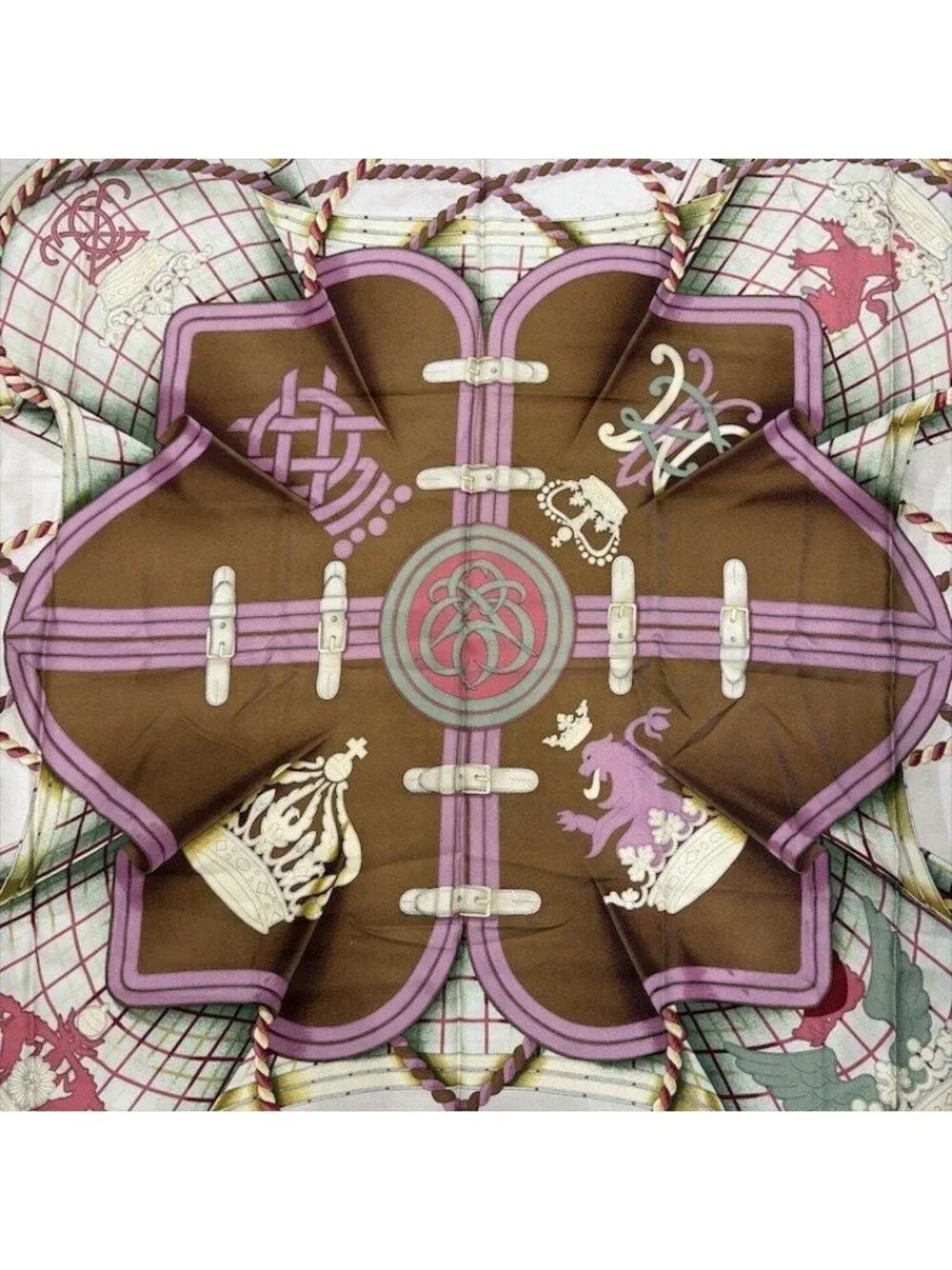 Hermes Grande Tenue Horse Attire Crown Carre 90 Scarf Silk 100% Pink